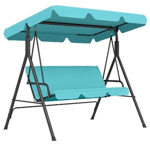 Outsunny Dondolo da Giardino Esterno Dondolo 3 Posti con Tetto Regolabile e Telaio in Acciaio 172x110x153 cm Verde azzurro | Aosom Italy