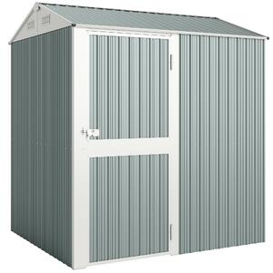 Outsunny Casetta attrezzi in metallo 3,5 m², capanno alto richiudibile con tetto a due falde, aerazioni e guanti, 209 x 177 x 236 cm | Aosom Italy
