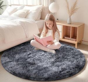 Omgoods - Tappeto rotondo, superficie lucida - Diametro 120 cm, grigio scuro