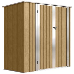 Outsunny Capanno da Giardino Esterno Metallico 1,37 m² 163x89x163 cm con Tetto Inclinato, Porte con Chiavistello e Guanti Marrone | Aosom Italy
