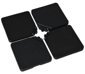 Outsunny Base per Ombrellone da 4 Pezzi Riempibili con Acqua o Sabbia e Ganci di Connessione, Nero|Aosom