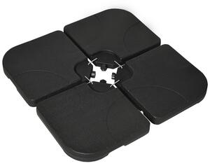 Outsunny Base per Ombrellone Set 4 Pezzi in HDPE Riempibile con Acqua o Sabbia, 104x104x7.5 cm, Nera|Aosom