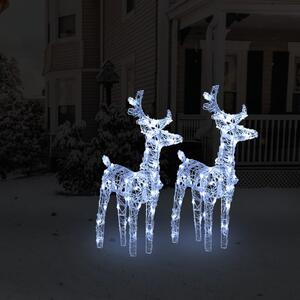 Renne di Natale 2 pz Bianco Freddo 80 LED in Acrilico