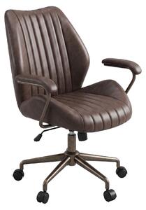 Havana - Sedia Da Ufficio 45x92x37 cm Poltrona Industrial Chic in Pelle finta Base a Stella in Bronzo Spazzolato