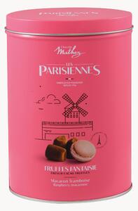 Scatola di tartufi al cacao francesi e macaron ai lamponi