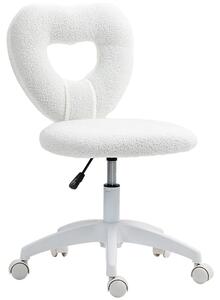 Sedia da ufficio - Modello 921-835V00WT - Schienale a forma di cuore - Regolabile in altezza - Girevole - Imbottita - Con rotelle - Bianco