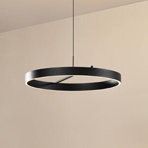 Lucande Lampada a sospensione LED Rovan, Ø 60 cm, nera, CCT, dimmerabile Rovan Lucande,, Nero, Soggiorno / Sala da pranzo, Metallo, Moderno
