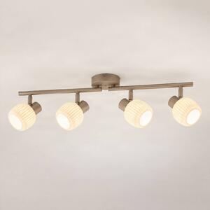 Faretto da soffitto Nola Evey, lunghezza 83 cm, a 4 luci, bianco/beige Evey NOLA, dimmerabile, Crema / Ambra, Soggiorno / Sala da pranzo, Vetro, Scandinavo, Faretto