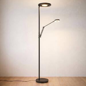 Trio Lighting Lampada da terra con luce lettura Barrie, dimmerabile, Nero, Soggiorno / Sala da pranzo, Metallo, Moderno, Lampada LED da terra