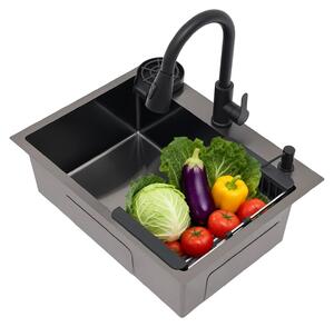 Solidchoice - Lavello da cucina in acciaio inossidabile con rubinetto estraibile