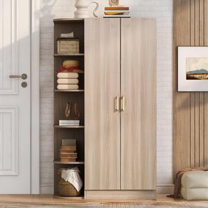 Armadio okwish con 2 ante e ripiani, ideale come ingresso, ampio armadio per biancheria, adatto per camere da letto e cabine armadio, realizzato in legno