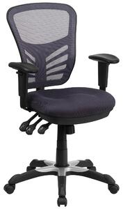 Sedia girevole ergonomica con schienale in rete e braccioli regolabili