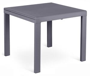 E-STYLO Tavolo Allungabile Top in vetro temperato acidato Gambe in metallo verniciato a colore Allunghe interne in vetro temperato,90cm X 90/163,5cm H. 76cm,Top: grigio allunghe: grigio gambe: grigio