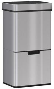 HOMCOM Pattumiera Automatica 72L con Sensore Infrarossi, 3 Scomparti e Coperchio Rimovibile, Acciaio e ABS, 42x30x81cm|Aosom