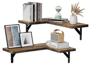 Omgoods - Set di 2 mensole angolari sospese in legno massello