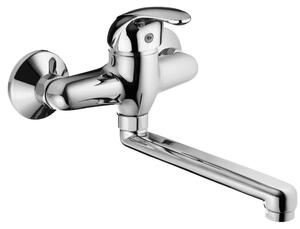 Schläfer 35804080 | Miscelatore Lavello a Parete in Ottone per Bagno, Cucina, Lavatoio Lavanderia Rubinetto con Canna Girevole Cromo compatibile modello Palazzani