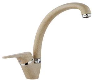 Schläfer 35116521 - Rubinetto per Cucina Bocca Alta ad Arco Granito Avena Triest , Miscelatore per Lavello leva laterale con Beccuccio Girevole a 360°, Connettori G 3/8 Pollici, Ottone