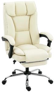 Sedia da ufficio - Sedia ergonomica per scrivania - Schienale regolabile - Poggiapiedi - Regolabile in altezza - Girevole - Rivestita in ecopelle - Colore beige