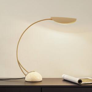 Lucande lampada da tavolo Rivera, beige, metallo, pietra, 51 cm, G9