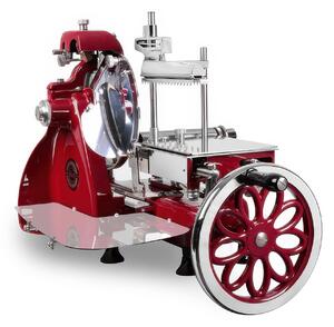 Affettatrice manuale 250 volano Fiorato Dimensioni 68x52xh51 cm- peso 35 kg - Lama 250 mm taglio 0-2,3 mm in alluminio acciaio e verniciatura a fuoco rossa