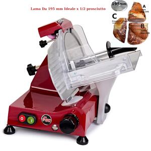 Affettatrice domestica a Gravit� FAC F195 AF con affilatoio fisso lama 52x36xh31,5 cm - Lama 195 mm in lega leggera di alluminio colore rosso