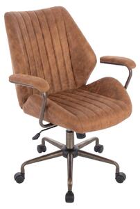 Havana - Sedia Da Ufficio 45x92x37 cm Poltrona Industrial Chic in Camoscio Suade Base a Stella in Bronzo Spazzolato