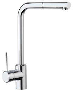 Schläfer 35506010 | Miscelatore Lavello Cucina Cromo, Bocca Girevole 360° a squadra, Rubinetto Cucina Professionale con Doccetta Estraibile in Ottone, Miscelatore Lavello con Doccino Serie Stilo