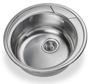 Lavello da cucina, con un unico vano rotondo, in acciaio inossidabile satinato