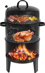 Fornello per affumicatura BBQ, carbonio e acciaio, 115,6 x 47 x 59,7 cm, superficie di cottura 3960 cm², intervallo di temperatura da 38 °C a 204 °C, peso 18 kg