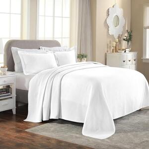 Copripiumino trapuntato in cotone bianco, motivo jacquard, completo di federe