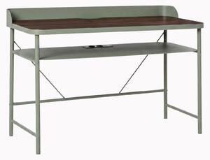 Hariyang - Scrivania da Ufficio 120x82,5x50 cm in Metallo con Prese USB Ripiano in Multistrato Rovere Salvia