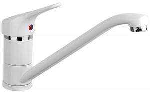 Schläfer 5104110 | Rubinetto per Cucina Bianco Triest, Miscelatore Monocomando per Lavello con Beccuccio Girevole a 360°, Connettori G 3/8 Pollici, Rubinetti per lavelli da Cucina, Ottone/Bianco