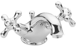 Schläfer 35605012 | Rubinetto Lavabo Bagno Vintage con Due Manopole Antiche, Rubinetto in Ottone, Miscelatore Tradizionale Monoforo Stile Retro con Scarico 1 1/4, Cromo