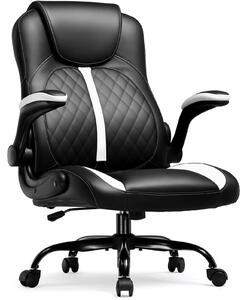 Sedia da gaming - GT550 - Ergonomica - Funzione oscillante - Braccioli ribaltabili - Regolabile in altezza - Girevole a 360° - Pelle finta - Bianco e nero