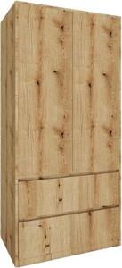BDW Armadio con cassetti, armadio da corridoio a 2 ante, rovere Evoke