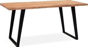 WOHNLING Scrivania 120x60x76 cm Legno massello di acacia / metallo Scrivania per computer Bordo del tronco Scrivania da ufficio per home office Massiccia con gambe a U in nero Tavolo in legno