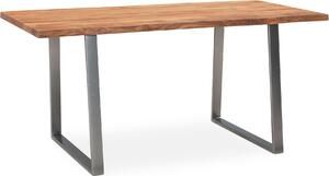 WOHNLING Scrivania 120x60x76 cm Legno massello di acacia / metallo Scrivania per computer Bordo del tronco Scrivania per ufficio domestico Massiccia con gambe trapezoidali in cromo Tavolo in legno