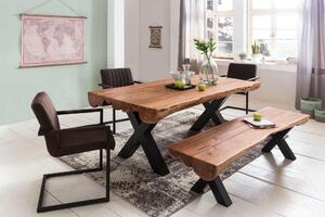 Tavolo da pranzo 200 x 100 x 77 cm in acacia stile casa di campagna