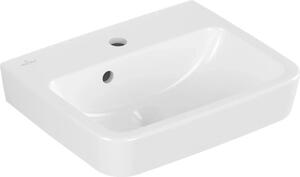 Lavabo Villeroy & Boch O.novo 434445, 450 x 370 mm, angolare, vasca centrale, 1 foro per rubinetto, foro centrale, con troppopieno, bianco alpino, 1 pz