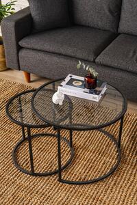 Skye Decor, Black-Grey-60-42, tavolini, nero, vetro, 60 x 43 x 60 cm