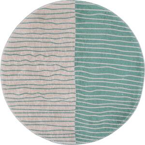 Tappeto rotondo lavabile in crema-turchese ø 80 cm Yuvarlak - Vitaus