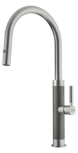 Franke Mythos Masterpiece - Miscelatore da lavello FG 1554.501, con doccetta estraibile, acciaio inox 115.0711.554