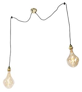 Lampada a sospensione oro a 2 luci con LED oro dimmerabile - Cava Luxe