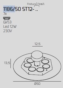 Disk grigio con staffa di fissaggio e copribase 1186-50 st12-gr