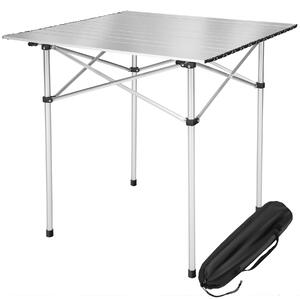 Tectake tavolo da camping in alluminio 70x70x70cm, pieghevole - grigio