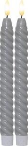 Set di 2 candele LED in cera grigia, altezza 25 cm Flamme Swirl Antique - Star Trading