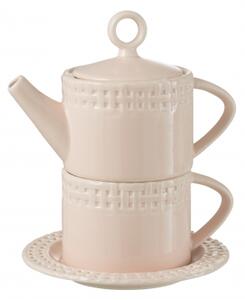 Tea For One - Teiera Con Tazza In Ceramica Rosa