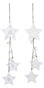 Set di 2 ornamenti pendenti bianchi con stelle - Ego Dekor