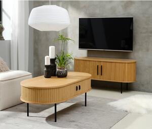 Tavolino in rovere decorato in colore naturale 60x120 cm Nola - Unique Furniture