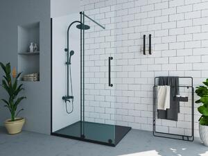 Parete per doccia walk-in con porta scorrevole in metallo stile industriale Nero opaco 140 x 200 cm - YOREM